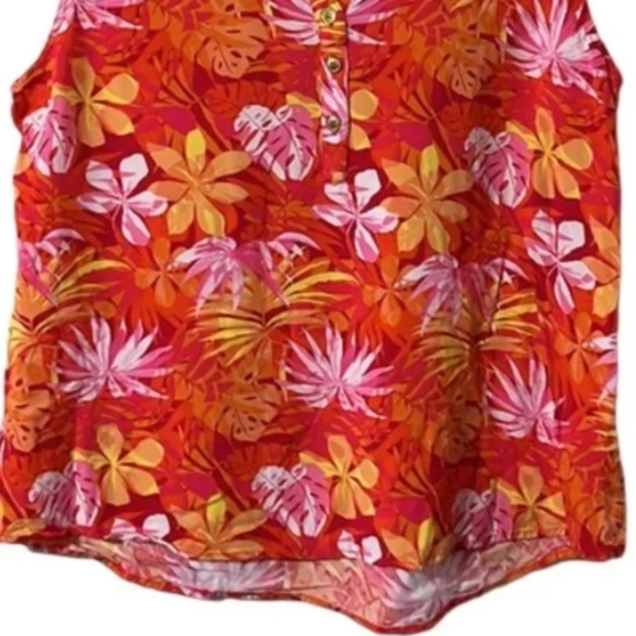 Kiwi Fresh PM Like New Sleeveless Hawaiin Print V Neck Top Shirt Blouse … - Picture 5 of 5